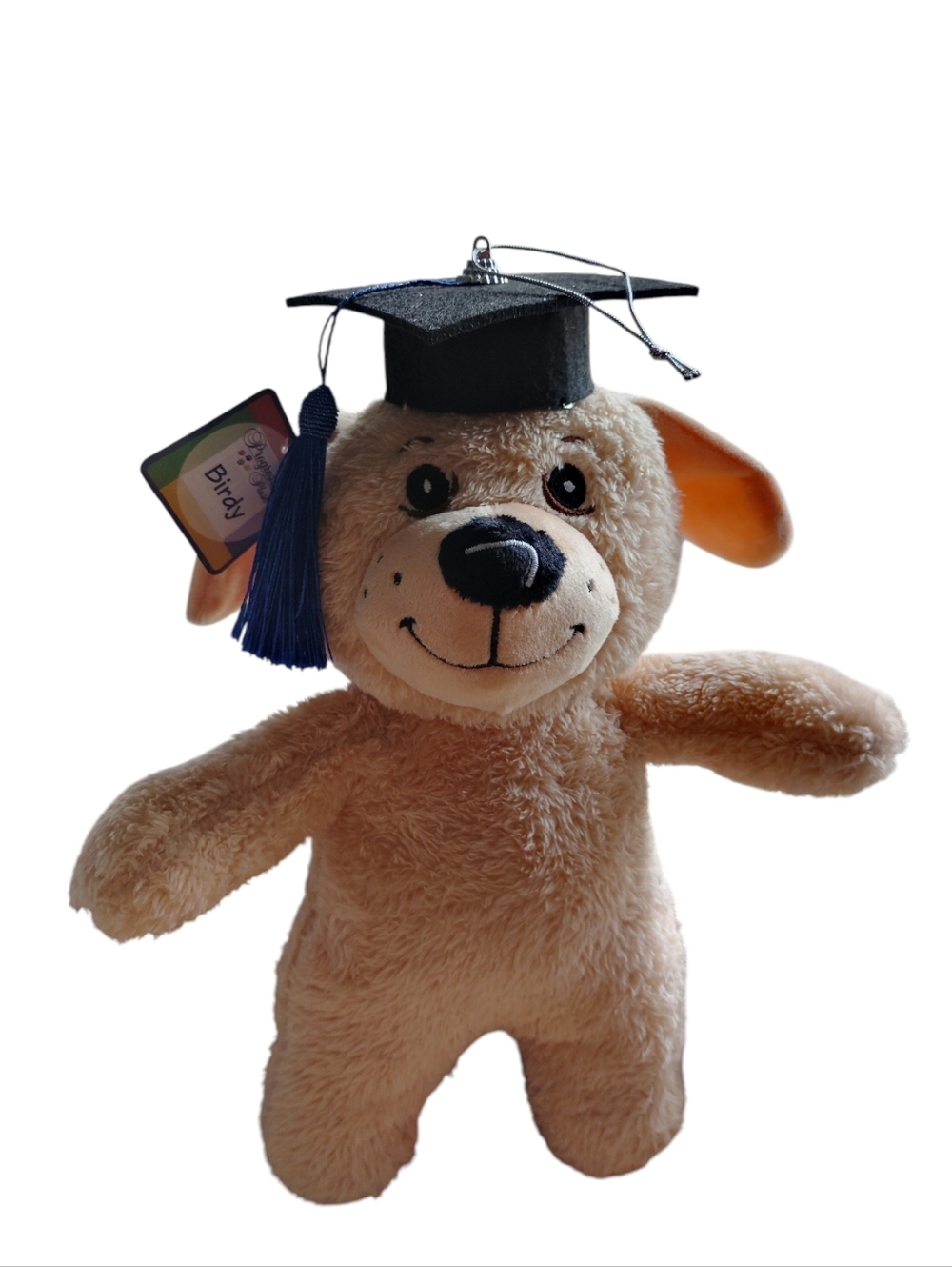 🆕 Plush Graduation Dog in Tan with Blue Tassel